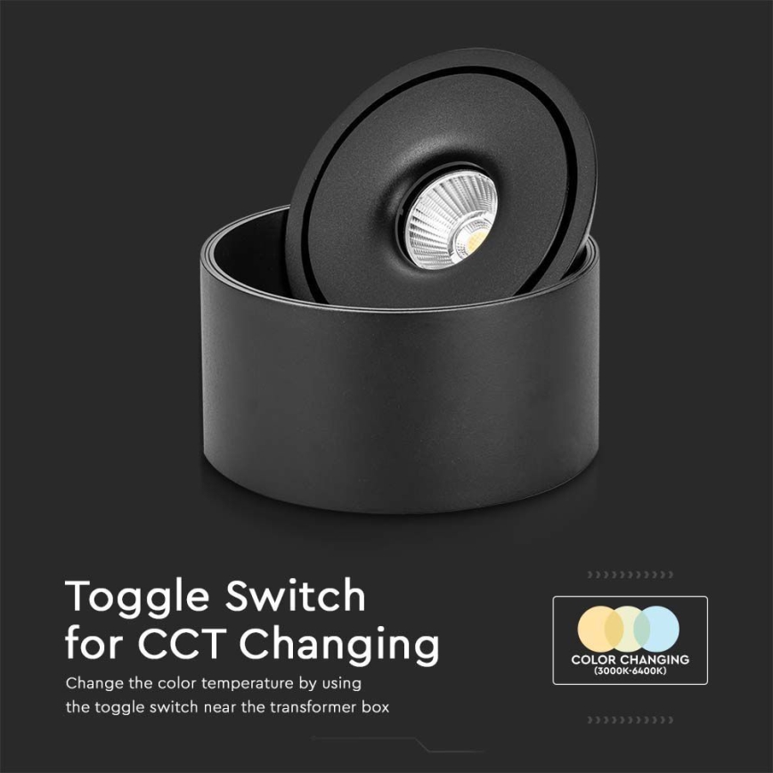 LED Rugalmas spotlámpa LED/20W/230V 3000/4000/6400K CRI 90 fekete