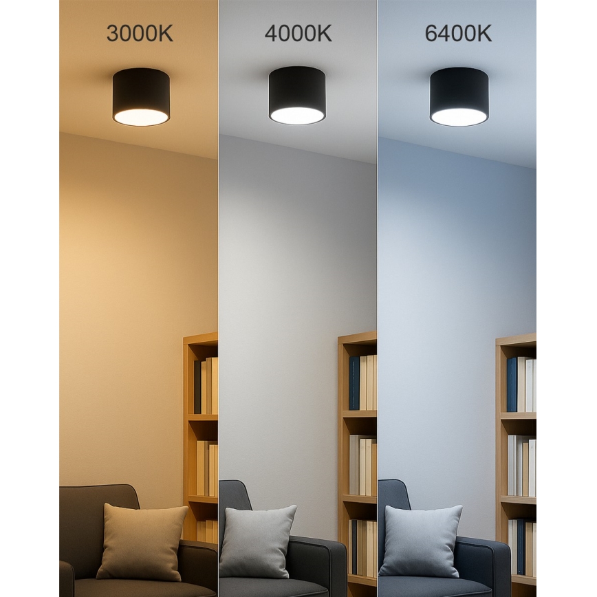 LED spotlámpa LED/5W/230V 3000/4000/6400K átm. 7,5 cm fekete