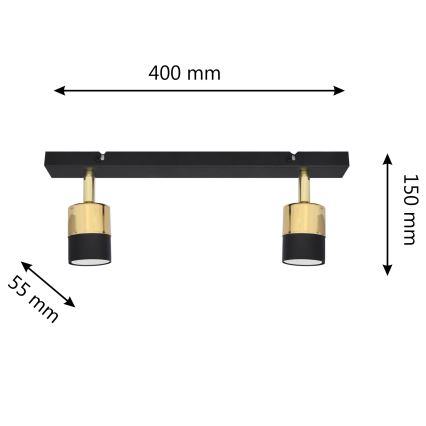 LED Spotlámpa TUBSSON 2xGU10/4,8W/230V fekete/arany