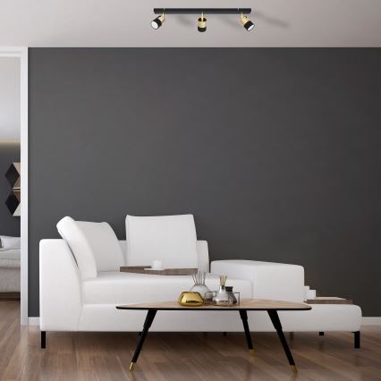 LED Spotlámpa TUBSSON 3xGU10/4,8W/230V fekete/arany