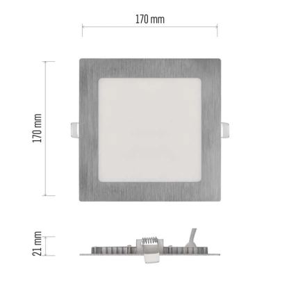 LED süllyesztett lámpatest NEXXO LED/12,5W/230V 3000/3500/4000K ezüstszínű 17x17 cm