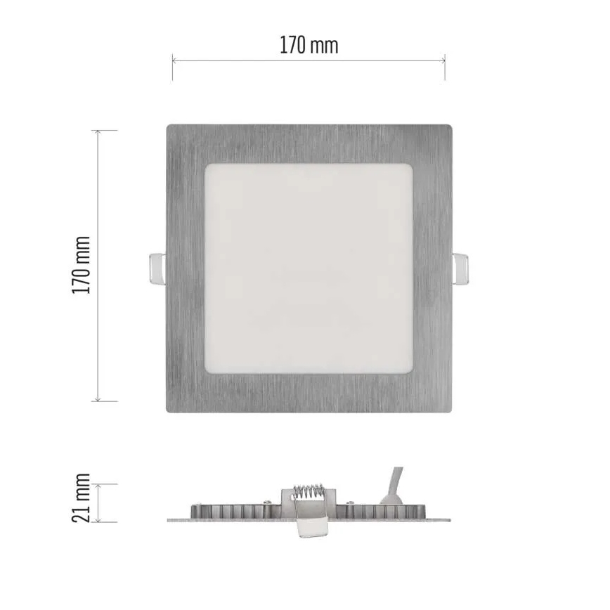 LED süllyesztett lámpatest NEXXO LED/12,5W/230V 3000/3500/4000K ezüstszínű 17x17 cm