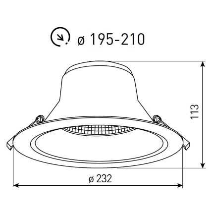 LED fürdőszobai süllyesztett lámpatest NYON LED/26W/230V 3000/4000/5700K átm. 23,2 cm IP44 fehér
