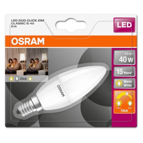 LED szabályozható izzó DUO CLICK E14 / 5,5W / 230V 2700K - Osram