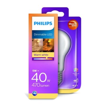 LED Szabályozható izzó Philips Warm Glow E27/5W/230V 2200K-2700K 
