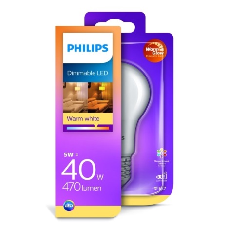 LED Szabályozható izzó Philips Warm Glow E27/5W/230V 2200K-2700K 