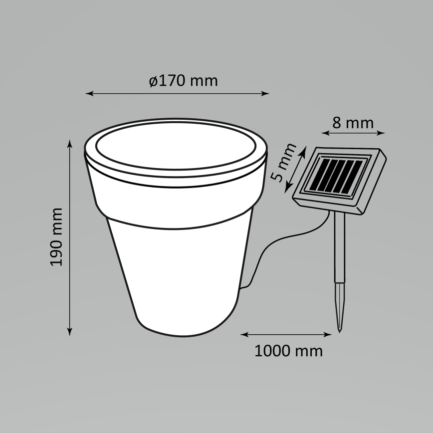 LED Szolár lámpa POT LED/1,2V IP44