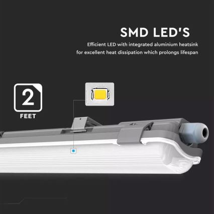 LED technikai fénycsöves lámpatest T8 1xG13/18W/230V 6400K 120cm IP65