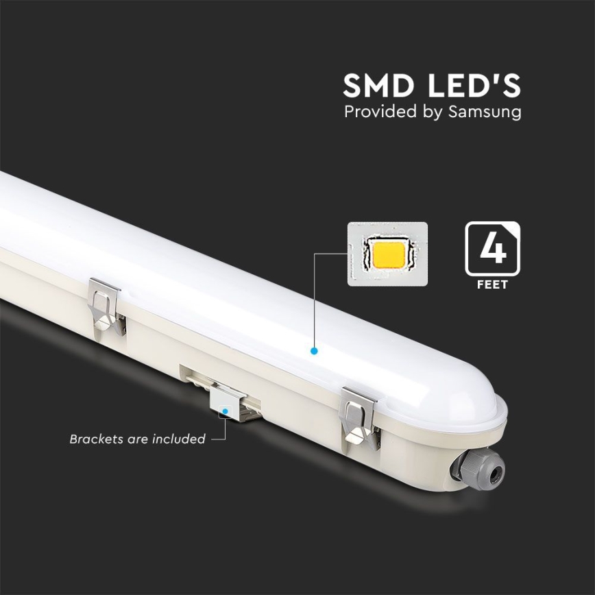 LED műszaki fénycsöves lámpa vészhelyzeti modullal EMERGENCY LED/36W/230V 6500K 120cm IP65