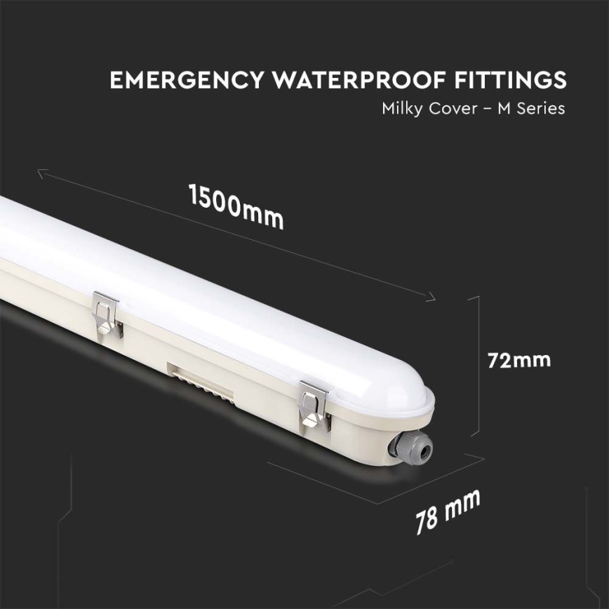 LED műszaki fénycsöves lámpa vészhelyzeti modullal EMERGENCY LED/48W/230V 4000K 150cm IP65