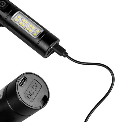 LED állítható fényerejű újratölthető zseblámpa piros fénnyel LED/5W/5V IPX4 260 lm 2000 mAh