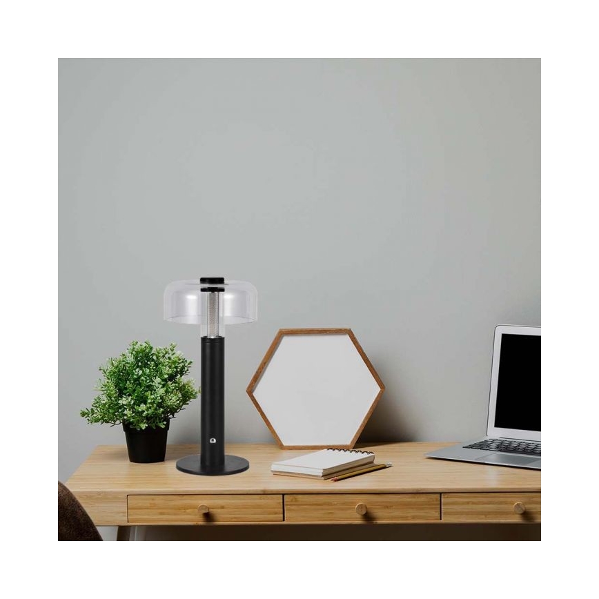 LED állítható fényerejű, újratölthető érintős asztali lámpa LED/1W/5V 3000K 1800 mAh fekete