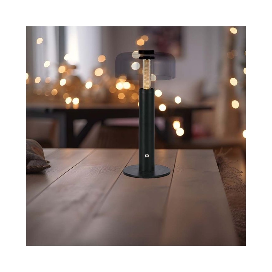 LED állítható fényerejű, újratölthető érintős asztali lámpa LED/1W/5V 3000K 1800 mAh fekete