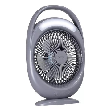LED tölthető asztali ventilátor LED világítással LED/2,8W/5V USB 2400 mAh szürke