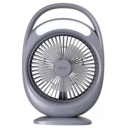 LED tölthető asztali ventilátor LED világítással LED/2,8W/5V USB 2400 mAh szürke
