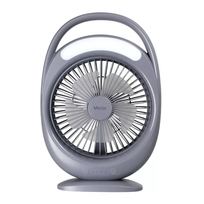 LED tölthető asztali ventilátor LED világítással LED/2,8W/5V USB 2400 mAh szürke