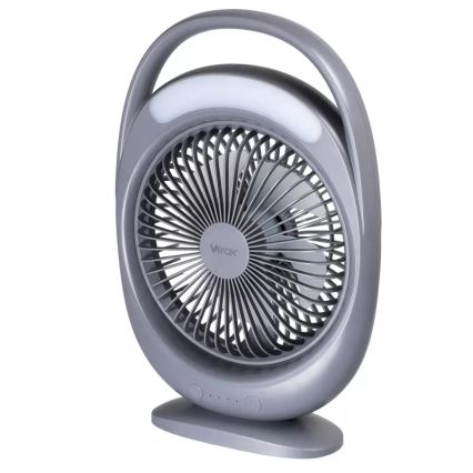 LED tölthető asztali ventilátor LED világítással LED/2,8W/5V USB 2400 mAh szürke