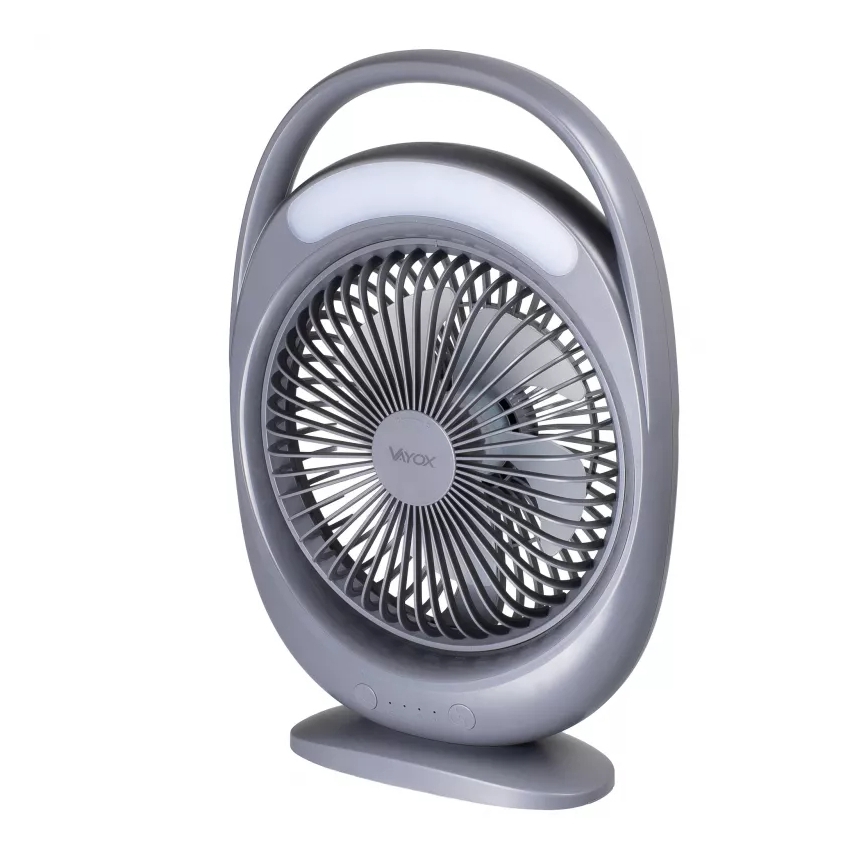 LED tölthető asztali ventilátor LED világítással LED/2,8W/5V USB 2400 mAh szürke