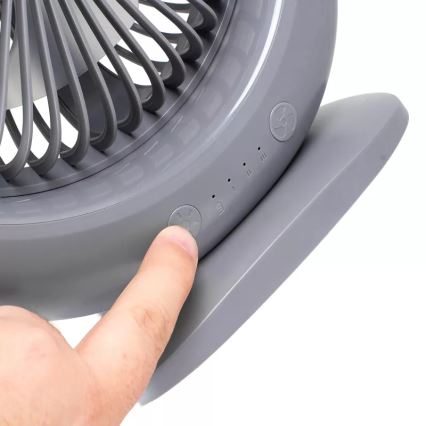 LED tölthető asztali ventilátor LED világítással LED/2,8W/5V USB 2400 mAh szürke