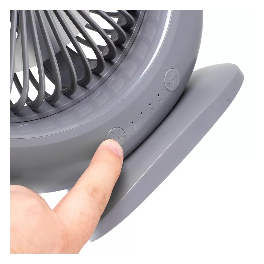 LED tölthető asztali ventilátor LED világítással LED/2,8W/5V USB 2400 mAh szürke