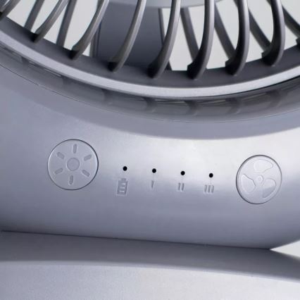 LED tölthető asztali ventilátor LED világítással LED/2,8W/5V USB 2400 mAh szürke