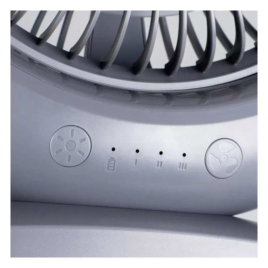 LED tölthető asztali ventilátor LED világítással LED/2,8W/5V USB 2400 mAh szürke