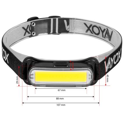 LED állítható fényerejű újratölthető fejlámpa LED/5V IPX4 300 lm 1200 mAh