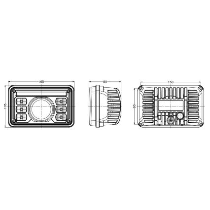 LED Traktor első lámpa LED/69W/10-30V IP69 5700K négyszögletes