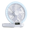 LED újratölthető asztali ventilátor, 3,7 V, 1200 mAh