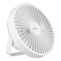 LED újratölthető asztali ventilátor LED világítással LED/2W/5V USB 2400 mAh fehér