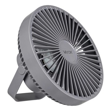 LED Újratölthető asztali ventilátor LED világítással LED/2W/5V USB 2400 mAh szürke