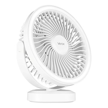 LED újratölthető asztali ventilátor LED világítással LED/3W/5V USB 2400 mAh fehér