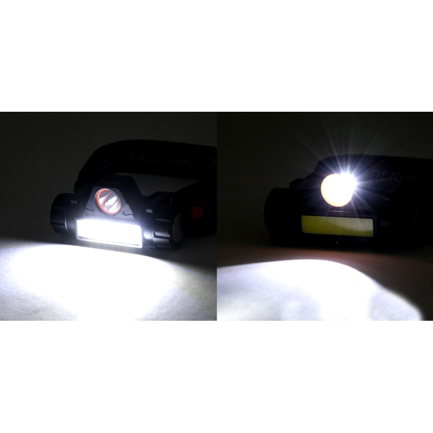 LED Újratölthető fejlámpa LED/1200mAh fekete/piros