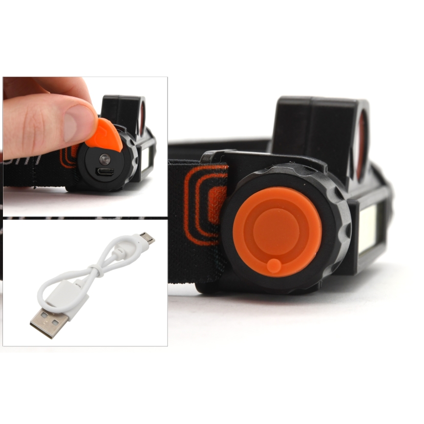 LED Újratölthető fejlámpa LED/1200mAh fekete/piros