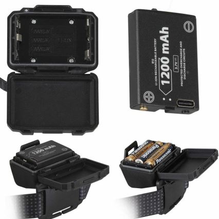 LED állítható fényerejű újratölthető fejlámpa szenzorral és vörös fénnyel 2xLED/5W/5V/3xAAA IP65 500 lm 1200 mAh