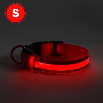 LED Újratölthető kutyanyakörv 35-43 cm 1xCR2032/5V/40 mAh piros