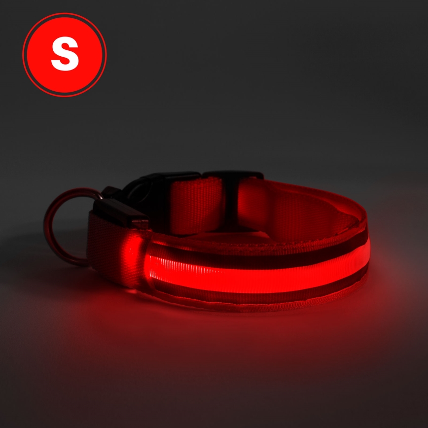 LED Újratölthető kutyanyakörv 35-43 cm 1xCR2032/5V/40 mAh piros