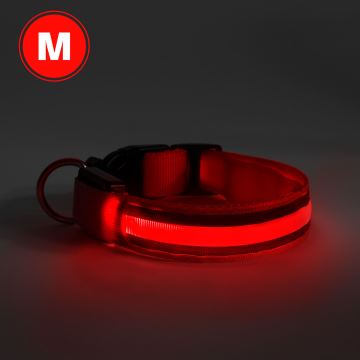 LED Újratölthető kutyanyakörv 40-48 cm 1xCR2032/5V/40 mAh piros