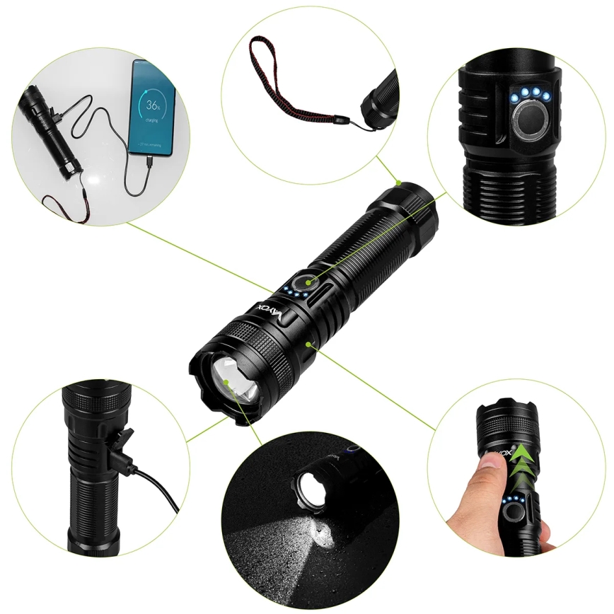 LED állítható fényerejű újratölthető lámpa powerbank funkcióval LED/10W/5V IPX4 600 lm 2000 mAh