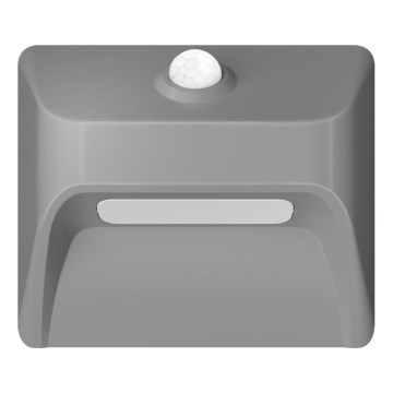 LED újratölthető lépcsővilágító lámpa mozgás- és alkonyérzékelővel STEP LIGHT LED/0,3W/3,7V 2200 mAh IP53 szürke