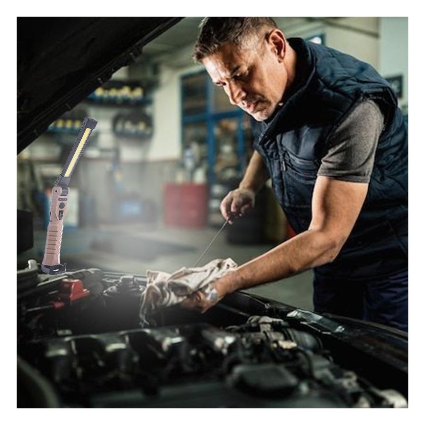 LED állítható fényerejű, újratölthető munkalámpa powerbank funkcióval LED/4W/5V IPX4 600 lm 2000 mAh