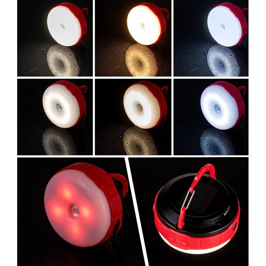 LED Dimmelhető újratölthető napelemes zseblámpa power bank funkcióval LED/3W/5V 3000/4000/6500K IPX6 500 fényes 2000 mAh