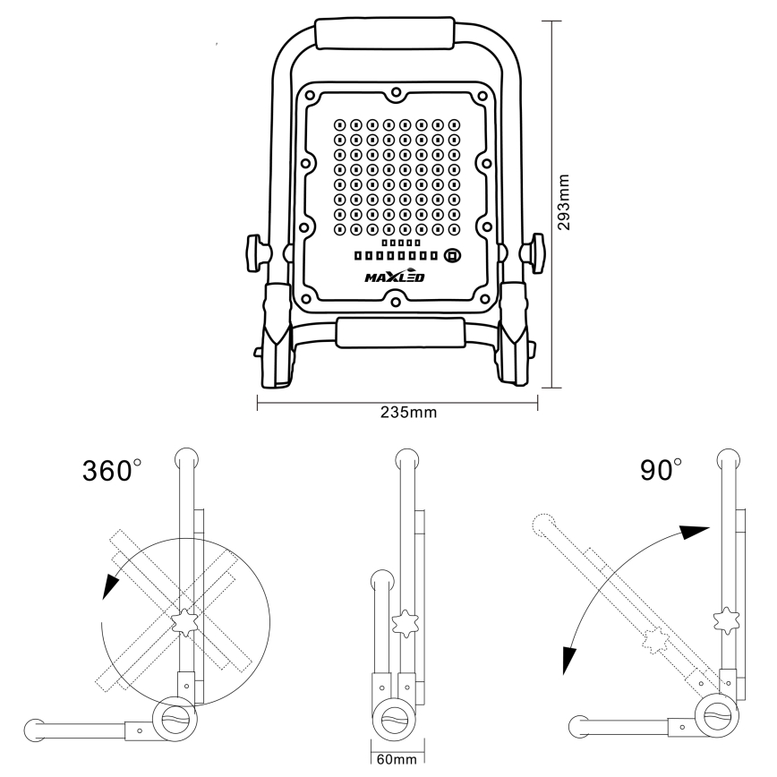 LED dimmelhető, újratölthető reflektor állvánnyal LED/50W/3,2V 4500K 5000 mAh IP65 narancssárga