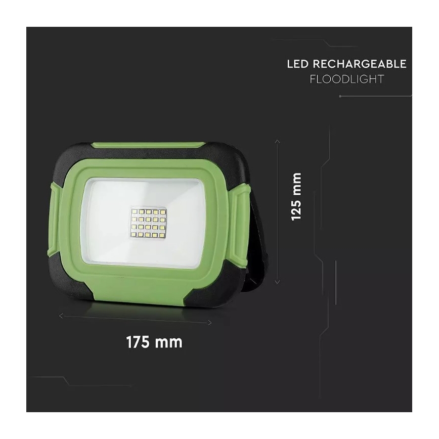 LED Újratölthető reflektor SAMSUNG CHIP LED/10W/3,7V IP44 4000K 3600 mAh zöld