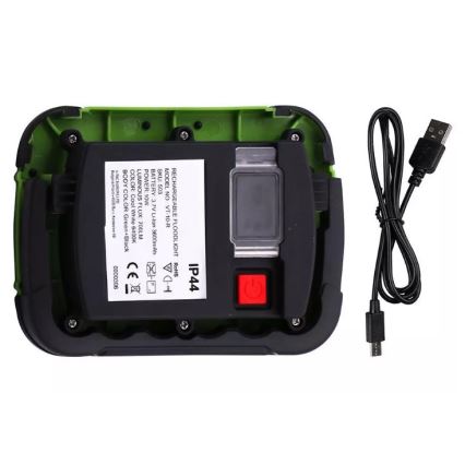 LED Újratölthető reflektor SAMSUNG CHIP LED/10W/3,7V IP44 6400K 3600 mAh zöld