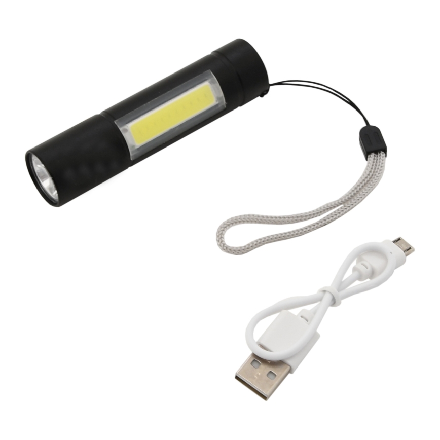LED Újratölthető zseblámpa LED/400mAh fekete