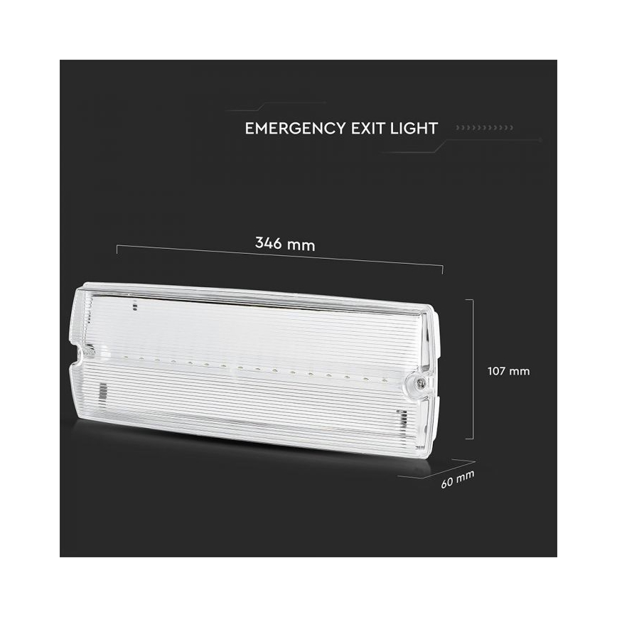 LED Vészvilágító EMERGENCY EXIT LED/3W/230V IP65 6000K 1200mAh