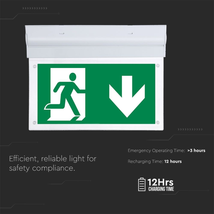 LED Vészvilágítás EMERGENCY EXIT SAMSUNG CHIP LED/2W/230V 6000K