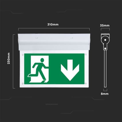LED Vészvilágítás EMERGENCY EXIT SAMSUNG CHIP LED/2W/230V 6000K