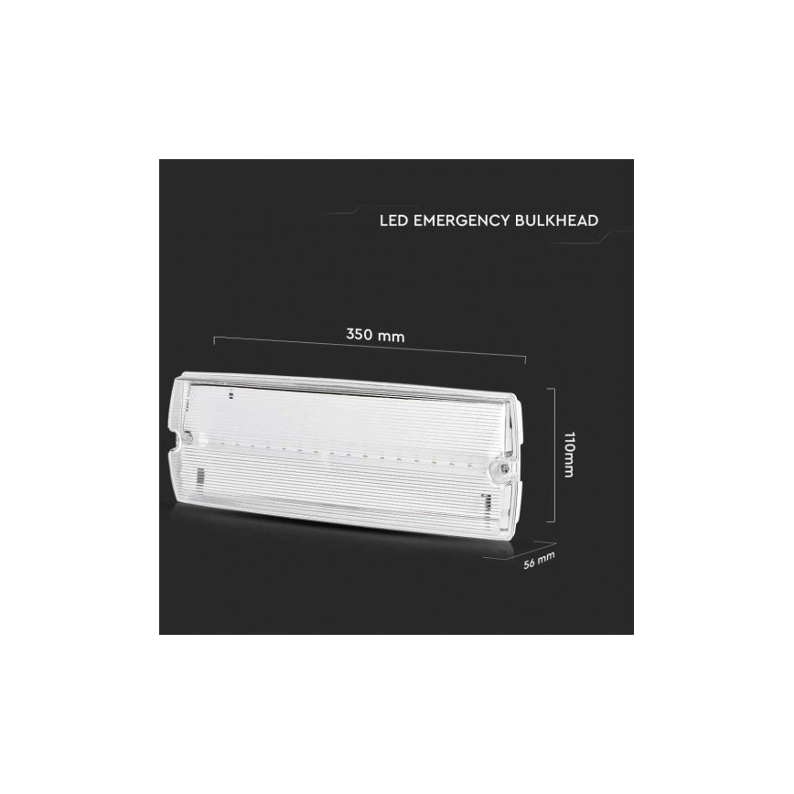 LED Vészvilágítás rendszeres működési teszttel EMERGENCY EXIT LED/3W/230V 6400K IP65